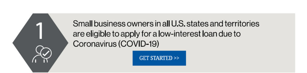 Small business owners in all U.S. states and territories are eligible to apply for a low-interest loan due to Coronavirus. 