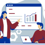 Illustrated Person Showing Another Person A Graph | Safeguard | End-of-the-Year Planning is Almost Here: Is Your Business Ready?